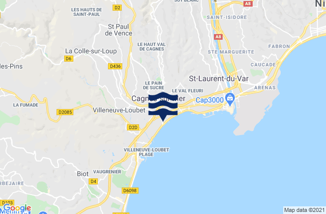 Mappa delle Getijden in Saint-Paul-de-Vence, France