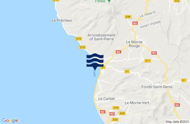 Mappa delle Getijden in Saint-Pierre, Martinique