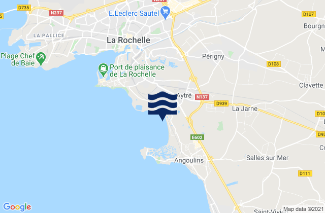Mappa delle Getijden in Saint-Rogatien, France