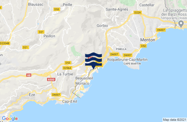Mappa delle Getijden in Saint-Roman, Monaco
