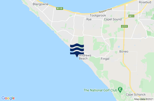 Mappa delle Getijden in Saint Andrews Beach, Australia