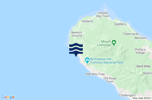 Mappa delle Getijden in Saint Anne Sandy Point, Saint Kitts and Nevis