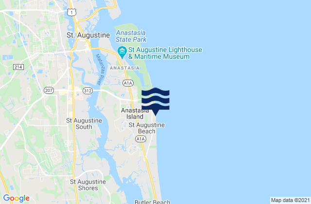 Mappa delle Getijden in Saint Augustine Beach, United States