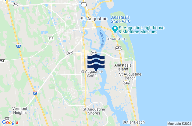 Mappa delle Getijden in Saint Augustine South, United States