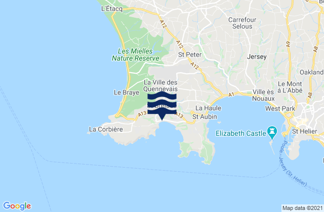 Mappa delle Getijden in Saint Brelade, Jersey