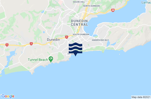 Mappa delle Getijden in Saint Clair Beach, New Zealand