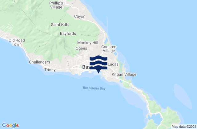 Mappa delle Getijden in Saint George Basseterre, Saint Kitts and Nevis