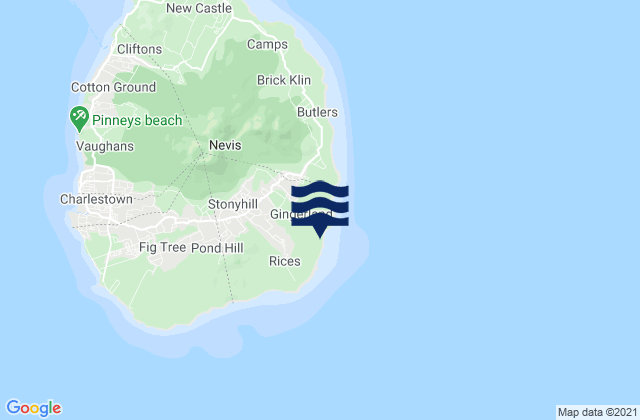 Mappa delle Getijden in Saint George Gingerland, Saint Kitts and Nevis