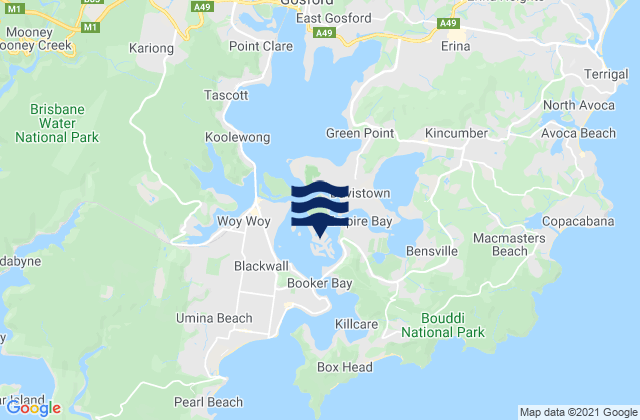 Mappa delle Getijden in Saint Huberts Island, Australia