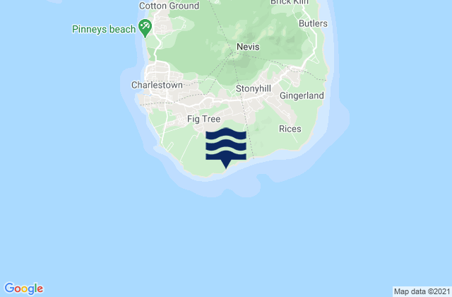Mappa delle Getijden in Saint John Figtree, Saint Kitts and Nevis