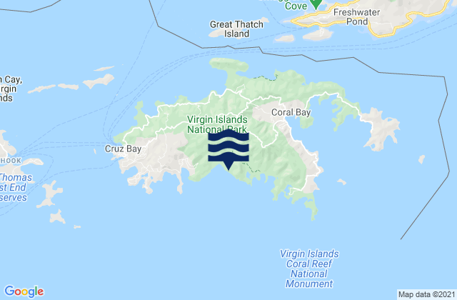 Mappa delle Getijden in Saint John Island, U.S. Virgin Islands