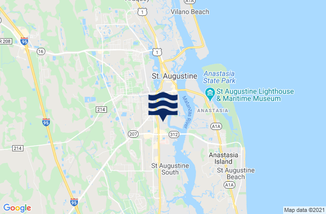 Mappa delle Getijden in Saint Johns River at Racy Point, United States