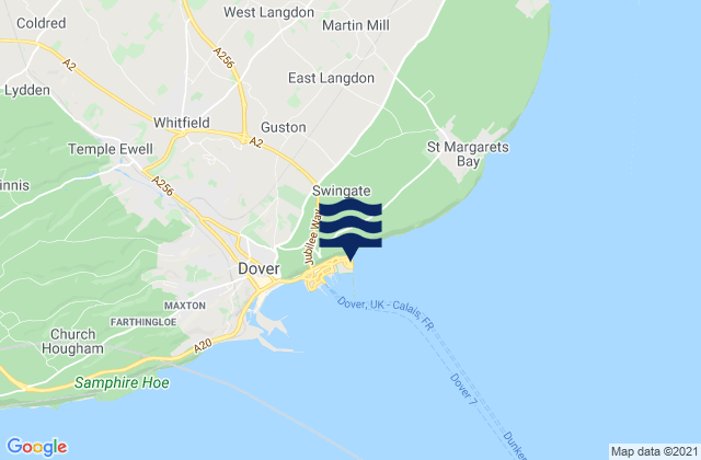 Mappa delle Getijden in Saint Margarets Bay, United Kingdom