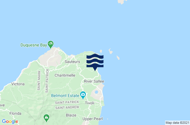 Mappa delle Getijden in Saint Patrick, Grenada