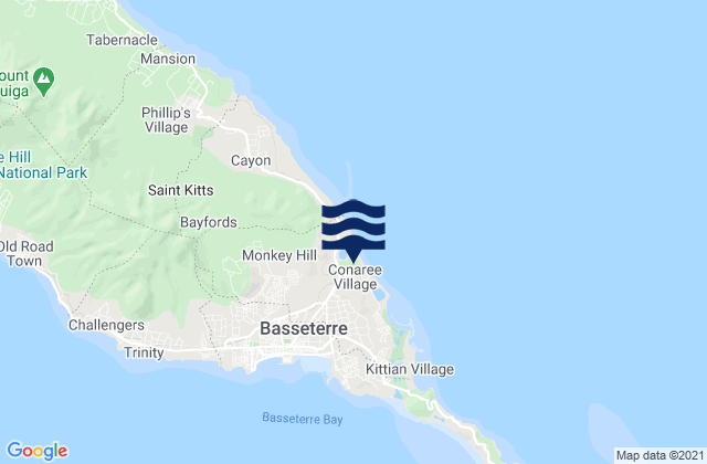 Mappa delle Getijden in Saint Peter Basseterre, Saint Kitts and Nevis