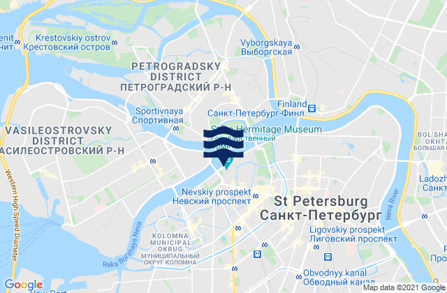 Mappa delle Getijden in Saint Petersburg, Russia