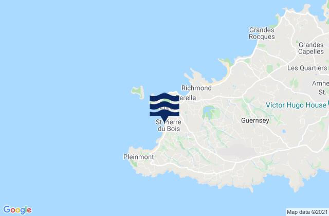 Mappa delle Getijden in Saint Pierre du Bois, Guernsey