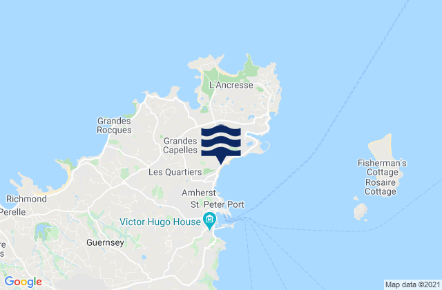 Mappa delle Getijden in Saint Sampson, Guernsey