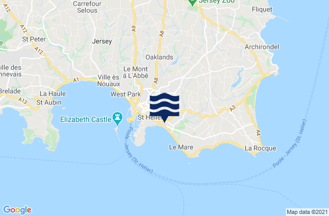 Mappa delle Getijden in Saint Saviour, Jersey