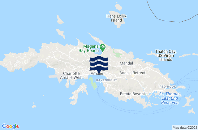 Mappa delle Getijden in Saint Thomas Island, U.S. Virgin Islands