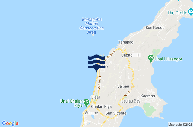 Mappa delle Getijden in Saipan Harbor Saipan Island, Northern Mariana Islands