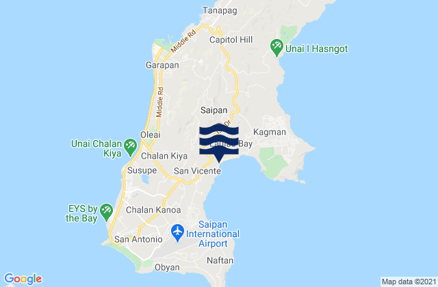 Mappa delle Getijden in Saipan Municipality, Northern Mariana Islands