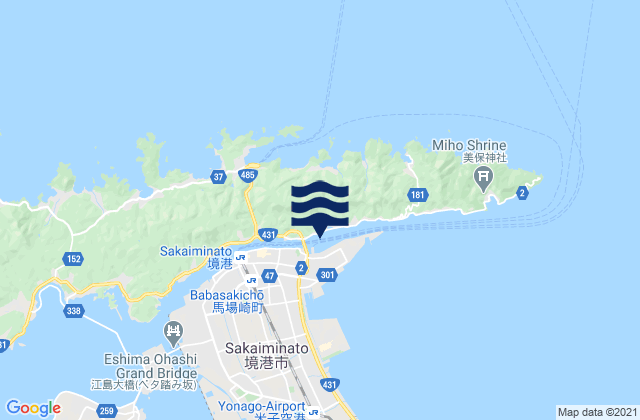 Mappa delle Getijden in Sakai (Tottori), Japan
