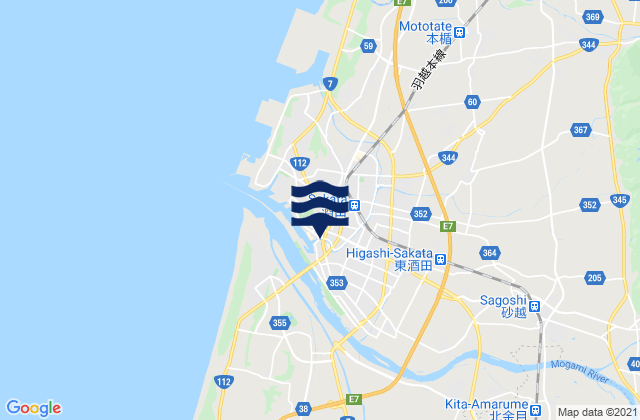 Mappa delle Getijden in Sakata, Japan