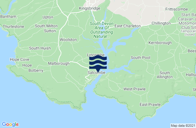 Mappa delle Getijden in Salcombe, United Kingdom