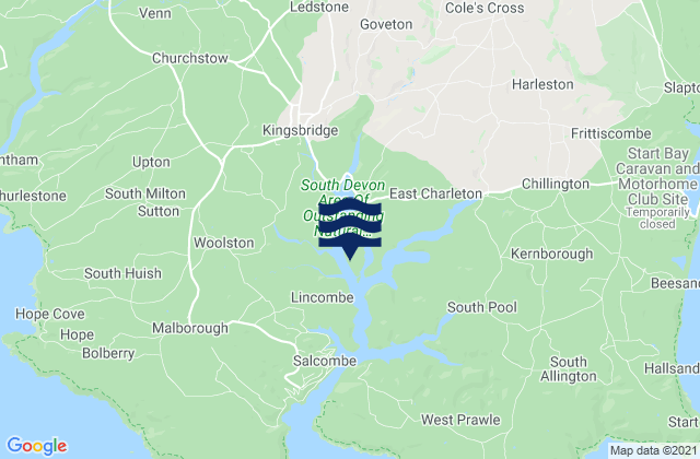 Mappa delle Getijden in Salcombe and Kingsbridge Estuary, United Kingdom