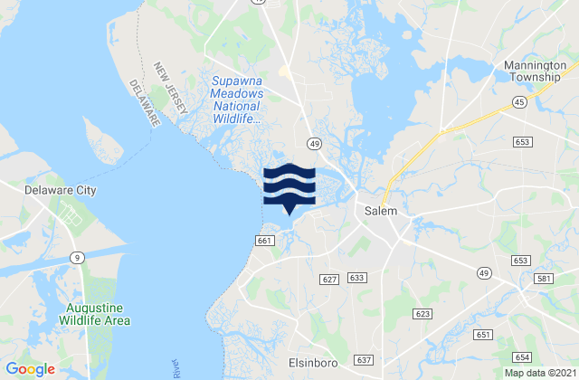 Mappa delle Getijden in Salem River entrance, United States