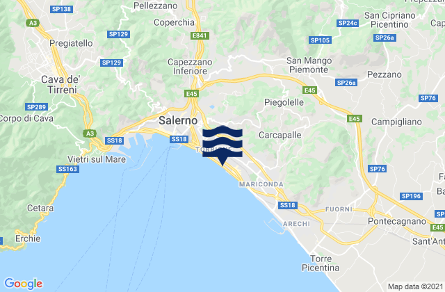 Mappa delle Getijden in Salerno, Italy