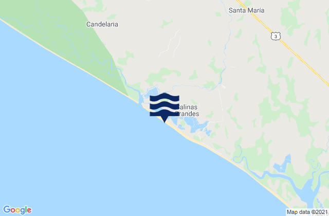 Mappa delle Getijden in Salinas Grandes, Nicaragua