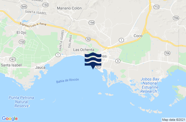 Mappa delle Getijden in Salinas, Puerto Rico
