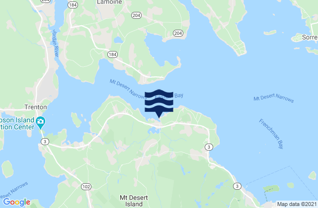 Mappa delle Getijden in Salsbury Cove, United States