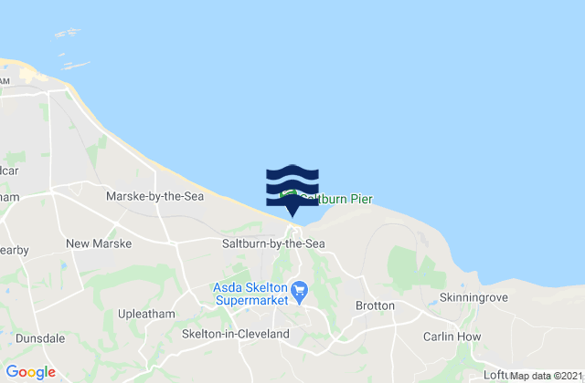 Mappa delle Getijden in Saltburn Beach, United Kingdom