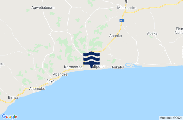 Mappa delle Getijden in Saltpond, Ghana