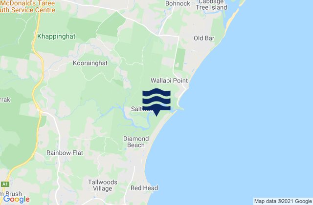 Mappa delle Getijden in Saltwater Beach, Australia