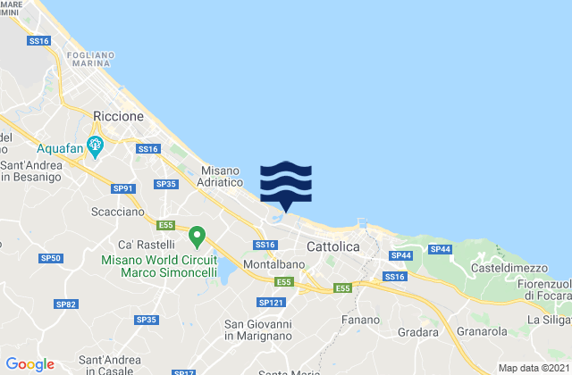 Mappa delle Getijden in Saludecio, Italy