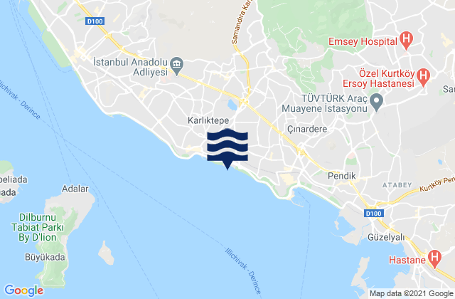Mappa delle Getijden in Samandıra, Turkey