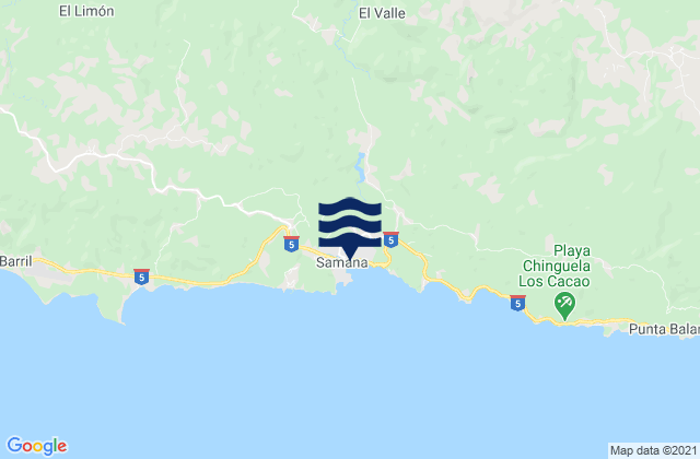Mappa delle Getijden in Samaná, Dominican Republic