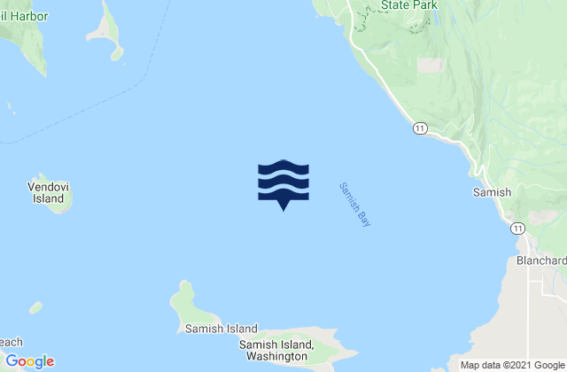 Mappa delle Getijden in Samish Bay, United States