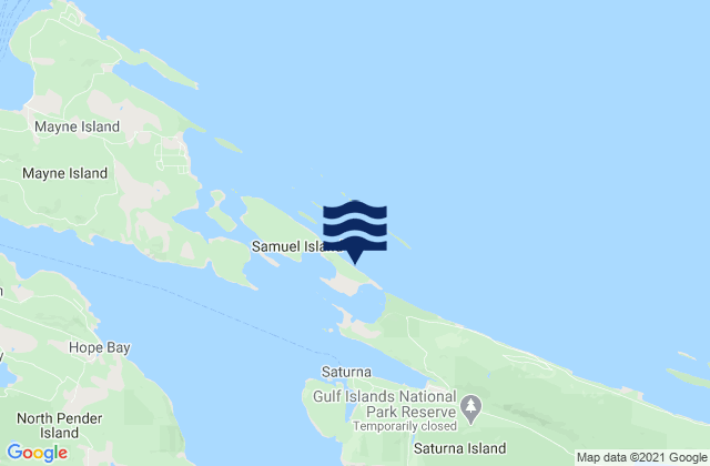 Mappa delle Getijden in Samuel Island (North Shore), United States