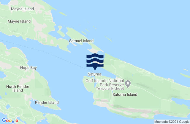 Mappa delle Getijden in Samuel Island (South Shore), United States