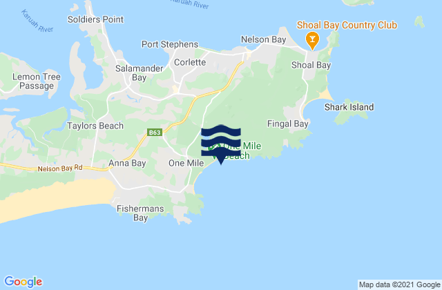 Mappa delle Getijden in Samurai Beach, Australia