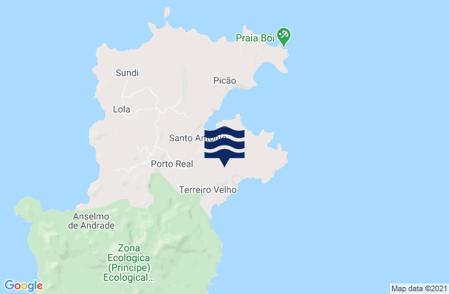 Mappa delle Getijden in San Antonio Bay Ilha do Principe, Sao Tome and Principe