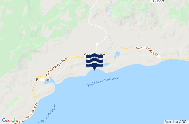 Mappa delle Getijden in San Antonio Del Sur, Cuba