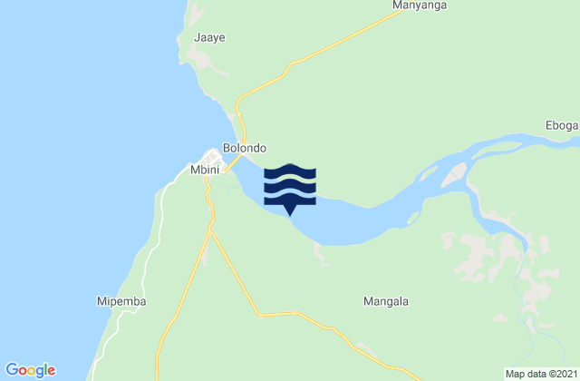 Mappa delle Getijden in San Benito River Rio Muni, Equatorial Guinea