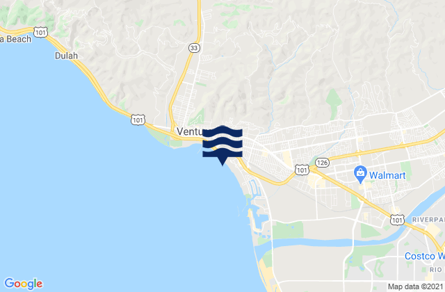 Mappa delle Getijden in San Buenaventura State Beach, United States