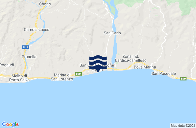 Mappa delle Getijden in San Carlo-Condofuri Marina, Italy